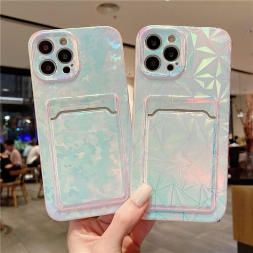 Diamond camouflage laser case For iphone 11 11Pro 12 Pro Max X XR XS Max SE2020 7 8 Plus Shockproof wallet Cover Card Holder