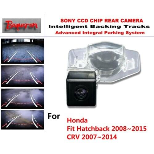 For Honda Fit Hatchback 2008~2015 CRV 07~14 CCD Car Backup Parking Camera Intelligent Tracks Dynamic Guidance Rear View Camera