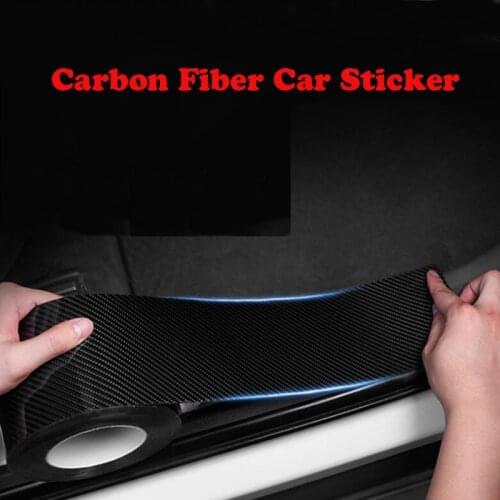 5D Carbon Fiber Car Sticker DIY Car Door Anti-collision Strip Paste Protector Strip Auto Door Sill Side Mirror Anti Scratch Tape