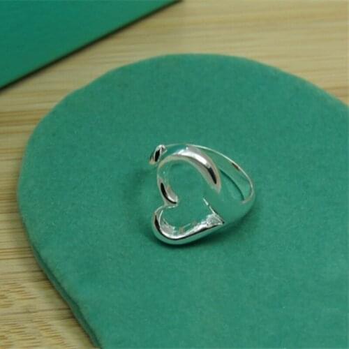 BABYLLNT 925 Sterling Silver Open Heart Rings Female Couple Rings Jewelry Elegant Retro Party Wedding Engagement Gift