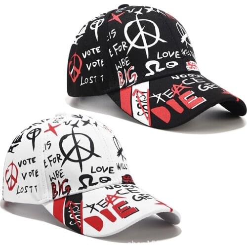 New Fashion Women Men Hats Adjustable Black White Color Printing Graffiti All-matching Baseball Cap For Male Female Street Caps