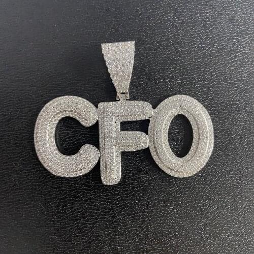 Moisangna Iced Out Diamond Letter CFO Full Synthetic Moissanite Gemstone S925 Silver Hip Pop Pendant Necklace