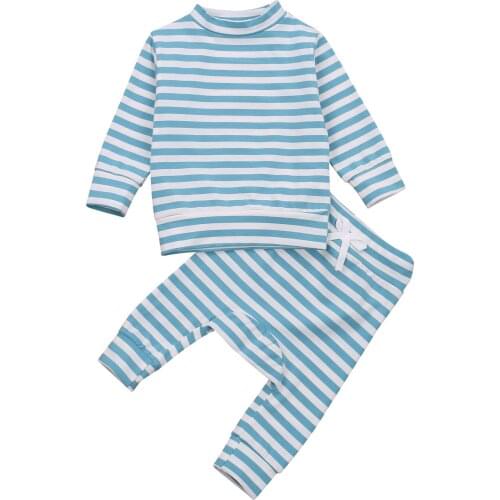 Baby Girls Boys Striped Cotton Sets Long Sleeve Turtleneck Tops Casual Pants Infant Toddler Autumn Outfits Clothing 6M-3Y