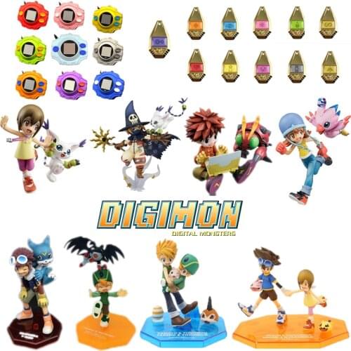 Digimon Anime Figure Taichi Yagami Hikari Figruine Tailmon Piyomon Ishida Yamato V-mon Digivice Tag And Crests Kid Juguetes Toys