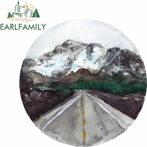 EARLFAMILY 13cm x 12.9cm for Highway Mountain Range Decal Refrigerator Scratch-Proof Car Stickers Windshield Anime RV Decoration