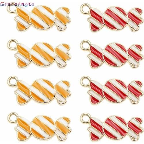 6pcs Enamel charms Sweet Candy Shape Pendant Baby Hair Jewelry DIY Women earrings Metal Crafts Anklet Bracelet HandmadeKey chain
