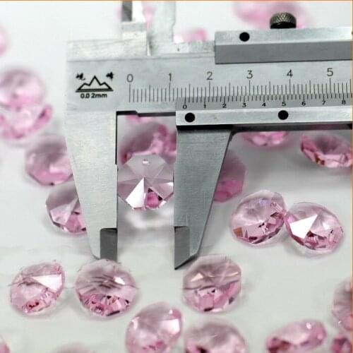 14mm Crystal Octagon Beads Pink Good Quality in 1 Hole For Chandelier Parts Curtain accessories 2000pcs pendants craft decor