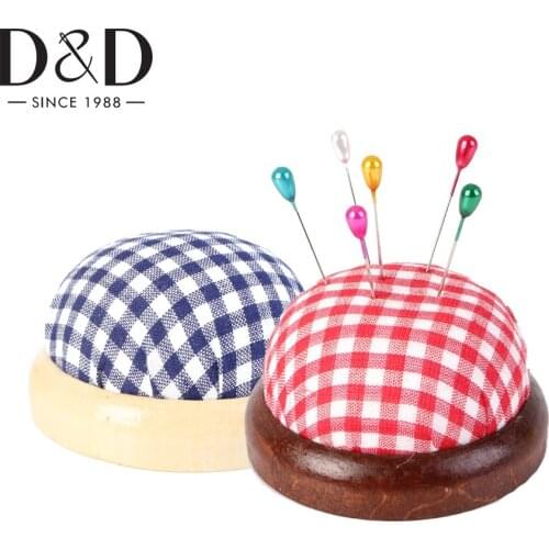 Pin Cushion Sewing Pins Needle Holder Wooden Base Pincushions for Sewing DIY Craft Pin Cushion Holder Sewing Supplies