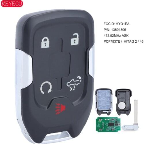 KEYECU PN: 13591396 Smart Key Proximity Remote FOB 433MHz ID46 5 Button for GMC SIERRA 2019 FCCID: HYQ1EA