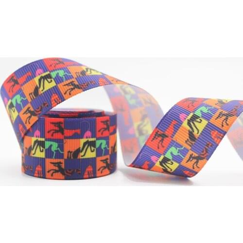 16-75 MM Greyhound Graffiti Printed Grosgrain Ribbon DIY Handmade Materials Hair Accessories Wedding Gift Wrap Tape 1" Ribbons