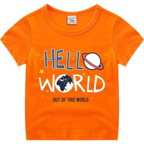 Summer Clothing Boys Girls Short Sleeve T-shirt Space Letters Print O-Neck Kids Cotton Tops Tees Dropshipping