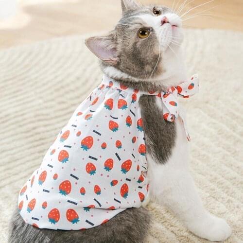 Kitten summer thin waistcoat skirt Pet Clothes Floral Print Decorative Breathable Pet Cats Sleeveless Shirt Clothing Cat Vests