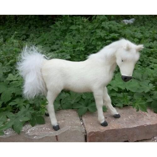 Simulation cute white horse 27x22cm model polyethylene&furs horse model home decoration props ,model gift d341