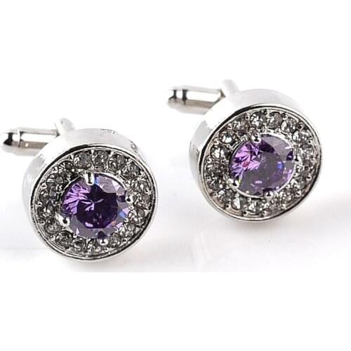 Trendy Sliver Metal Zinc Alloy New Shirt cufflinks inlaid crystal fashion French cufflinks cuffs For Men