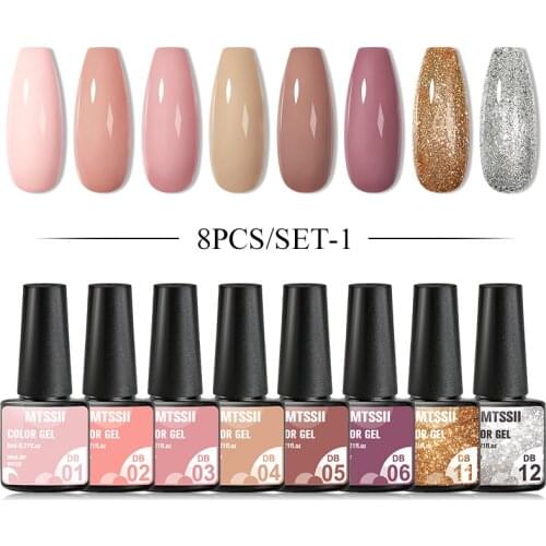 MTSSII 6/8/10Pcs Reflective Glitter Gel Nail Polish Auroras Nail Art Holographics Effect Soak Off UV Gel for Nails Design 6ml