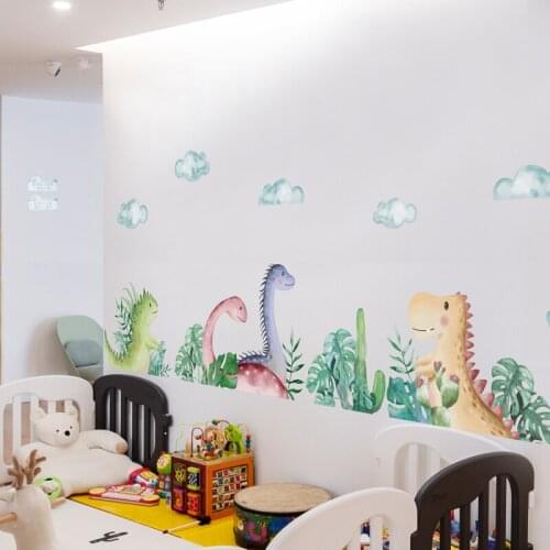 Cartoon Dinosaurs Wall Sticker for Kids Rooms Decor Vinyl Wall Decals Children Bedroom Decoration Stickers Art Murals Home Decor