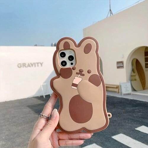 Cartoon Drink milk bear Phone case For iphone 12 mini 11 pro max XSmax X XR 6s 7 8 Plus SE2 kid gift 3D cute Soft silicone cover