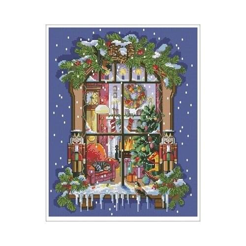 Janlynn_023-0431-Christmas Window Counted Cross Stitch 11CT 14CT 18CT DIY Chinese Cross Stitch Kits Embroidery Needlework Sets