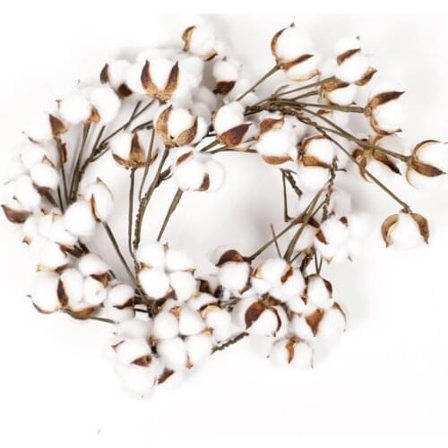 1pcs Naturally Dried Cotton Flower String Artificial Plants Floral Branch Wedding Party Decoration Fake Flower Home Decor Wreath
