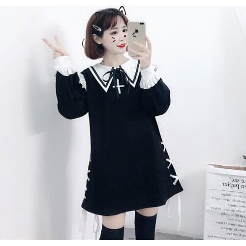 2021 spring new Japanese loli soft girl embroidery fungus stitching sweet bandage lantern sleeve dress female lolita costumes