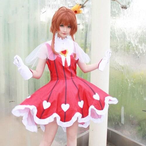 Sakura Clear Card Cosplay Card Captor Sakura OP2 Heart of Rose Gamble suit cosplay costume summer dress Sakura cosplay dress