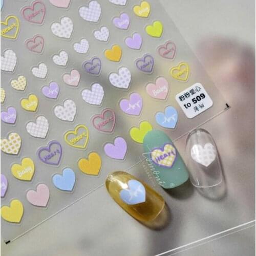 Romatic Colorful Pink Nail Art Stickers Pink Love 3D Decal Self-adhesive Stickers for Salon Manicure Nails Decoration