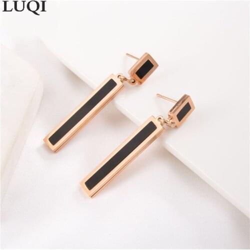 S925 silver plated rose gold fashion simple OL style classic square shape split earrings EH7077