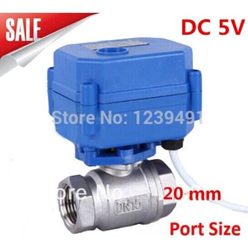 Motorized Ball Valve 3/4" DN20 DC5V CR04 Wire 2 way Stainless Steel 304 Electric Ball Valve
