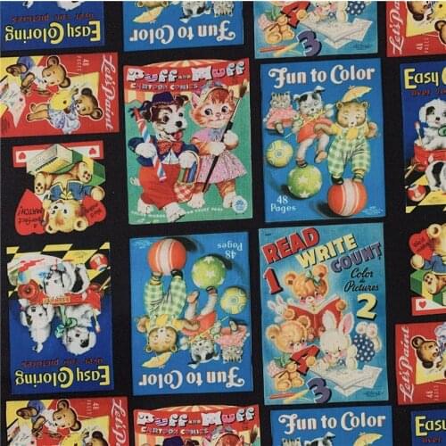 Showa vintage YUMMY rabbit cat dog Lolita cotton fabric ,Patchwork Cloth,DIY Sewing Quilting Material For Baby skirt clothes