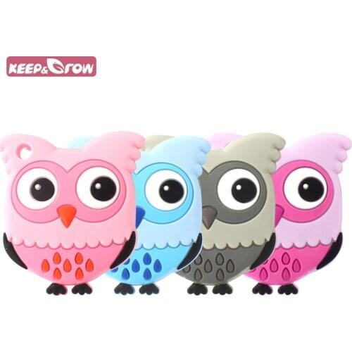 Keep&grow 1Pcs Owl Silicone Teether Food Grade Silicone Beads Baby Teething Toys Infant Nursing Necklace Charms Pendant