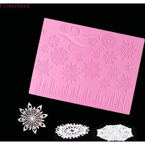 Christmas Large Snowflake Border Lace Mold Fondant Cake Silicone Mold Home Baking Tools Cake Decorating Cookie Stencil