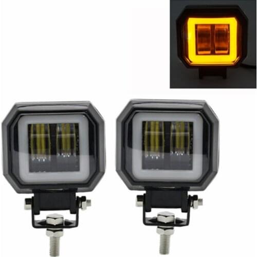 1 Pc / 2 Pcs 3Inch 20W 12V24V Led Work Lamps Waterproof Square Angel Eyes Driving Pods Offroad car Boat Led Bar Light 6500