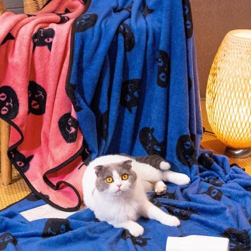 Dark Pet Cat Flannel Children Blanket Coral Fleece Nap Shawl Air Conditioning Cloud Small Blanket Home Life Gift For Children