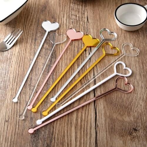 Party picks table centerpiece Heart Drink stirrers GOLD MIRROR Cocktail accessories-Wedding decor Bridal shower swizzle stick