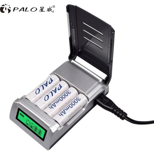 PALO 1.2V AA AAA NIMH Battery Charger For For remote control microphone camera 4 Slots LCD Display Intelligent Battery Charger
