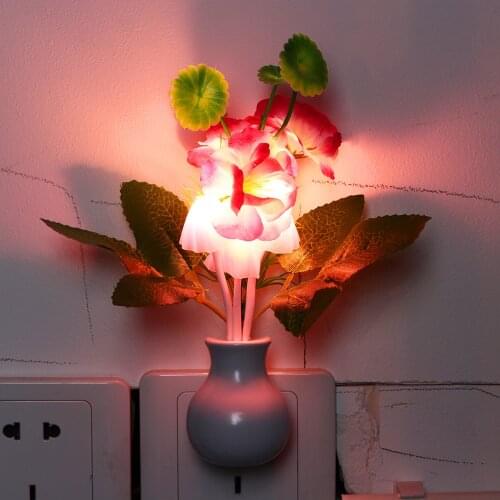 1Pcs Lovely Colorful LED Lilac Night Light US/EU Plug Mushroom Romantic Lilac Night Lighting For Home Art Decor Illumination