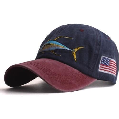 12pcs American Soldier Caps Cotton Baseball Cap Snapback Hat Summer Hip Hop Fitted Fish Embroidery Mesh Hats for Men Women