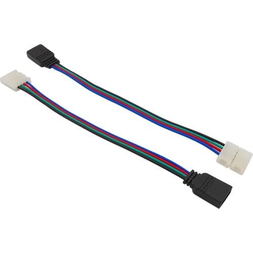 15CM 10mm 4PIN RGB Female LED Strip Solderless Connector Clip Cable LED Extension Wire for 3528 5050 RGB LED Strip