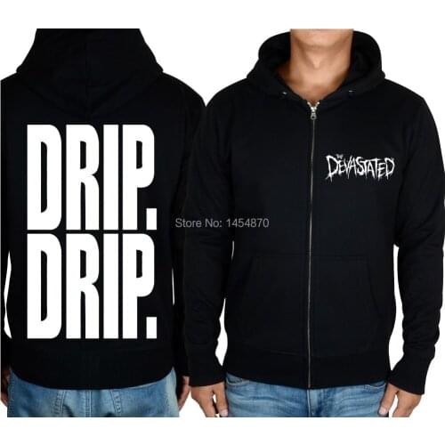3 styles Zipper Pullover The Devastated Drip Cotton soft warm Rock Black Hoodies shell jacket punk hardrock sweatshirt fleece