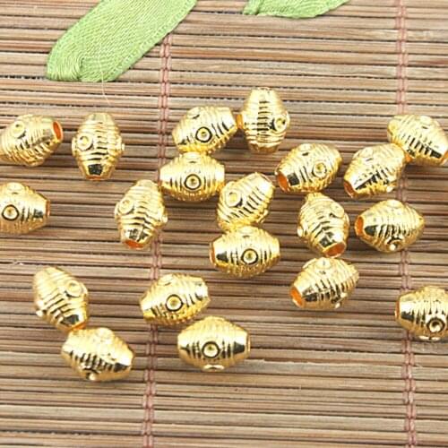 30Pcs gold eyed barrel spacer beads H0354-G
