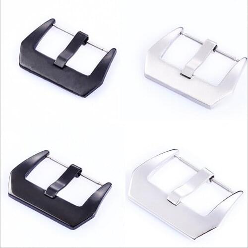 50pcs/lot watch buckle Stainless steel watch buckle silver black dull polish smooth polish with spring bar 20MM 22MM 24MM 26MM