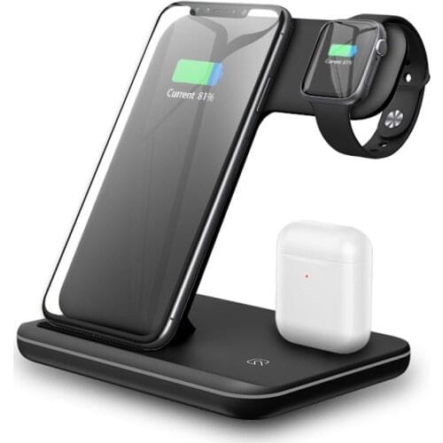 3 in 1 15W Qi Wireless Charger Dock Station for iPhone 11 XS X 8 iWatch Airpods Pro Fast Charging Stand For Samsung S20 S10 Buds