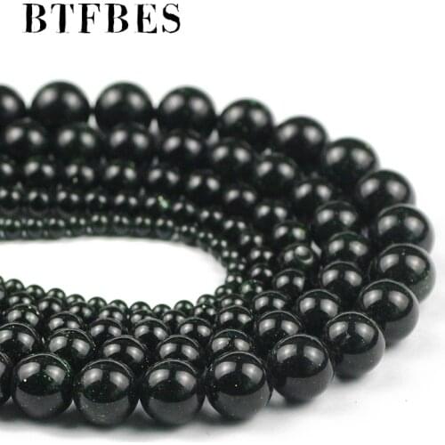 BTFBES Natural stone Dark green sand Beads Round Beads for Jewellery Making DIY Charm bracelet Accessories 15” 4 6 8 10 12MM