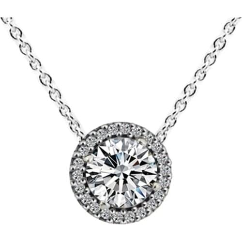 Chain 45cm 925 Sterling Silver Clear CZ Classic Elegance Necklace For Women Pendant Necklace Fine Jewelry Gift Colgantes