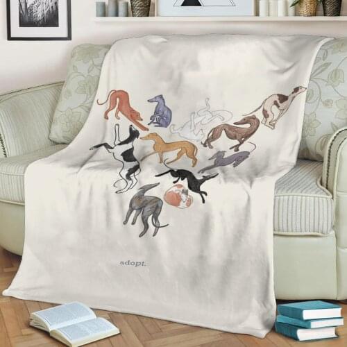 Adopt Retired Greyhounds Flannel Throw Blanket 3D Printed Keep Warm Sofa Child Blanket Home Decor Textiles Dream Family Gift