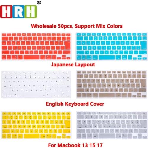 HRH 50pcs Durable Sim Silicone English Keyboard Cover Skin Protector for Macbook Air Pro Retina 13" 15" 17" Japanese Version