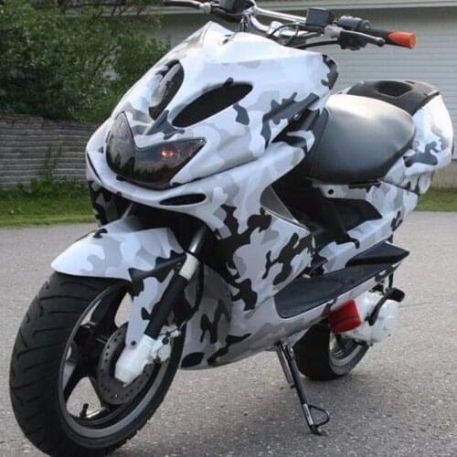 Black White Camouflage Vinyl Adhesive Snow Camo Motorcycle Scooter Car Wrap Sticker With Air Release Bubble Free Film