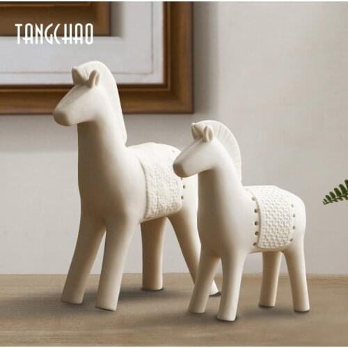 Ceramic Horse Statue Animal Figurine Modern Animal Sculpture Home Decoration Figurines For Interior Home Office Decoration Gift