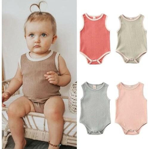 Newborn Infant Baby Girl Boy Sleeveless Jumpsuit Bodysuit Summer Clothes One Piece Cotton Outfits Casual Baby Bodysuits