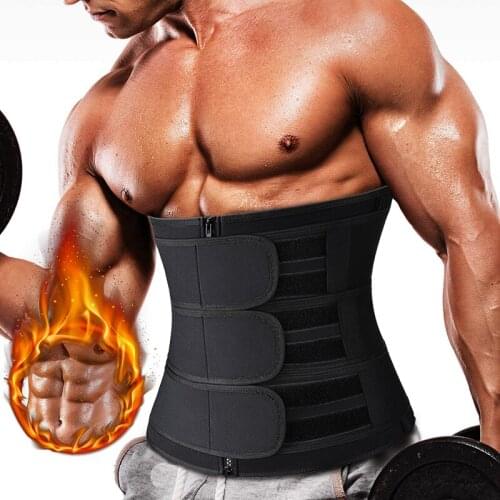 Mens Body Shapers Workout Waist Trainer Corset Cincher for Men Sweat Sauna Trimmer Belly with 3 Adjustable Belts
